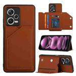 For Xiaomi Redmi Note 12 Pro+ 5G Global Skin Feel PU + TPU + PC Card Slots Phone Case(Brown)