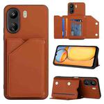 For Xiaomi Redmi 13C 4G / Poco C65 Skin Feel PU + TPU + PC Card Slots Phone Case(Brown)