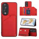 For Honor 90 Skin Feel PU + TPU + PC Card Slots Phone Case(Red)