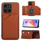 For Honor X6a 4G Skin Feel PU + TPU + PC Card Slots Phone Case(Brown)