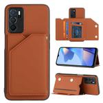 For OPPO A16 Skin Feel PU + TPU + PC Card Slots Phone Case(Brown)