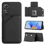 For OPPO A17 Global Skin Feel PU + TPU + PC Card Slots Phone Case(Black)