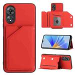 For OPPO A58 / A78 5G Skin Feel PU + TPU + PC Card Slots Phone Case(Red)