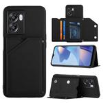 For OPPO A57 5G/A77 5G Skin Feel PU + TPU + PC Card Slots Phone Case(Black)
