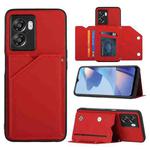 For OPPO A57 5G/A77 5G Skin Feel PU + TPU + PC Card Slots Phone Case(Red)