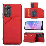 For OPPO A58 4G Skin Feel PU + TPU + PC Card Slots Phone Case(Red)