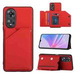 For OPPO A78 4G Skin Feel PU + TPU + PC Card Slots Phone Case(Red)