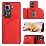 For OPPO Reno11 Global Skin Feel PU + TPU + PC Card Slots Phone Case(Red)