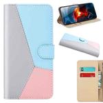 For Samsung Galaxy A24 4G/5G Tricolor Stitching Horizontal Flip Leather Phone Case(Grey)