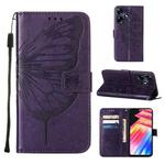 For Infinix Hot 30 4G / X6831 Embossed Butterfly Leather Phone Case(Dark Purple)