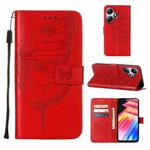 For Infinix Hot 30 Play / X6835 Embossed Butterfly Leather Phone Case(Red)