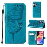 For Infinix Hot 30 Play / X6835 Embossed Butterfly Leather Phone Case(Blue)