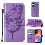 For Infinix Hot 30 Play / X6835 Embossed Butterfly Leather Phone Case(Light Purple)