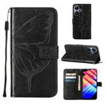 For Infinix Hot 30i / X669 Embossed Butterfly Leather Phone Case(Black)