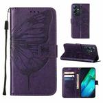 ForInfinix Note 12i 2023 / G85 Embossed Butterfly Leather Phone Case(Dark Purple)