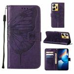For Infinix Zero 20 / X6821 Embossed Butterfly Leather Phone Case(Dark Purple)
