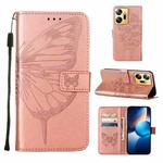 For Infinix Zero 20 / X6821 Embossed Butterfly Leather Phone Case(Rose Gold)