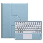 For iPad Air 2022 / iPad Pro 11 2021 Square Button 360 Degree Rotatable Bluetooth Keyboard Leather Case with Touchpad(Mist Blue)