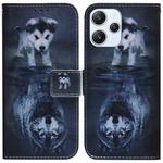 For Xiaomi Redmi 12 Coloured Drawing Flip Leather Phone Case(Wolf and Dog)