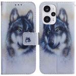For Xiaomi Poco F5/Redmi Note 12 Turbo Coloured Drawing Flip Leather Phone Case(White Wolf)