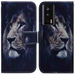 For Xiaomi Poco F5 Pro / Redmi K60 Coloured Drawing Flip Leather Phone Case(Lion)