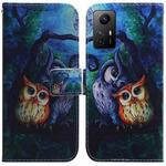 For Xiaomi Redmi Note 12S Coloured Drawing Flip Leather Phone Case(Oil Painting Owl)