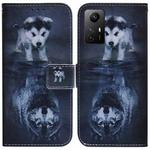 For Xiaomi Redmi Note 12S Coloured Drawing Flip Leather Phone Case(Wolf and Dog)
