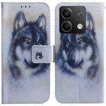 For Xiaomi Redmi Note 13 5G Coloured Drawing Flip Leather Phone Case(White Wolf)