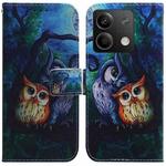 For Xiaomi Redmi Note 13 5G Coloured Drawing Flip Leather Phone Case(Oil Painting Owl)