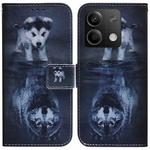 For Xiaomi Redmi Note 13 5G Coloured Drawing Flip Leather Phone Case(Wolf and Dog)