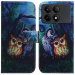 For Xiaomi Redmi K70E / Poco X6 Pro Coloured Drawing Flip Leather Phone Case(Oil Painting Owl)