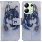 For Xiaomi Redmi Note 13 4G Global Coloured Drawing Flip Leather Phone Case(White Wolf)