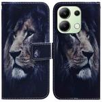 For Xiaomi Redmi Note 13 4G Global Coloured Drawing Flip Leather Phone Case(Lion)