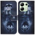 For Xiaomi Redmi Note 13 4G Global Coloured Drawing Flip Leather Phone Case(Wolf and Dog)