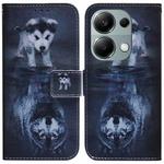 For Xiaomi Redmi Note 13 Pro 4G Coloured Drawing Flip Leather Phone Case(Wolf and Dog)