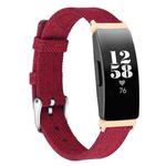 For Fitbit Inspire HR Nylon Canvas Strap Metal Connector Size: Large Size(Red)