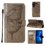 For Tecno Pova 5 4G / LH7N Embossed Butterfly Leather Phone Case(Grey)