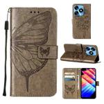 For Tecno Spark 10 4G / K15K Embossed Butterfly Leather Phone Case(Grey)