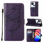For Tecno Spark 10 5G / K18 Embossed Butterfly Leather Phone Case(Dark Purple)