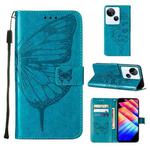 For Tecno Spark 10 5G / K18 Embossed Butterfly Leather Phone Case(Blue)