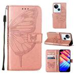 For Tecno Spark 10 5G / K18 Embossed Butterfly Leather Phone Case(Rose Gold)