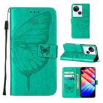 For Tecno Spark 10 5G / K18 Embossed Butterfly Leather Phone Case(Green)