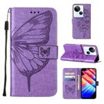 For Tecno Spark 10 5G / K18 Embossed Butterfly Leather Phone Case(Light Purple)