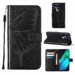 For Tecno Spark 10 Pro / Ki7 Embossed Butterfly Leather Phone Case(Black)