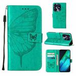 For Tecno Spark 10 Pro / Ki7 Embossed Butterfly Leather Phone Case(Green)