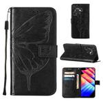 For Tecno Spark 10C / K15Q Embossed Butterfly Leather Phone Case(Black)