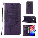 For Tecno Spark 10C / K15Q Embossed Butterfly Leather Phone Case(Dark Purple)