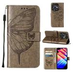For Tecno Spark 10C / K15Q Embossed Butterfly Leather Phone Case(Grey)