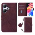 For Infinix Hot 30 Play / X6835 Crossbody 3D Embossed Flip Leather Phone Case(Wine Red)