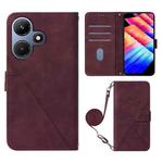 For Infinix Hot 30i / X669 Crossbody 3D Embossed Flip Leather Phone Case(Wine Red)